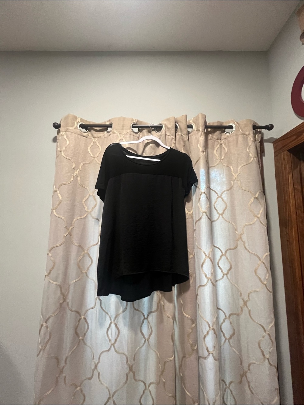 Apt. 9 Black Short Sleeve Layered Front Blouse